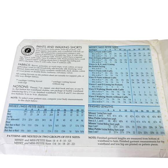 Vintage Unused Pants And Walking Shorts Sewing Pattern Step-By-Step Instructions - Picture 3 of 3